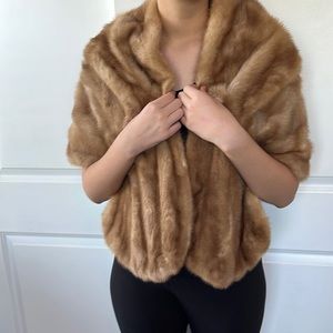 Vintage 50s gorgeous AUTUMN HAZE mink cape short coat OS
